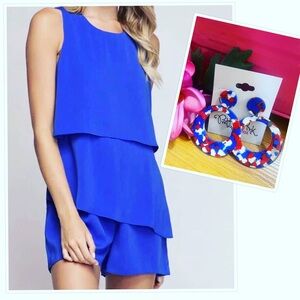 Naked Zebra Royal Blue Ruffle Tier Romper